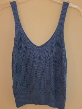 Peacock Blue Knit V-Neck Tank Top - Women